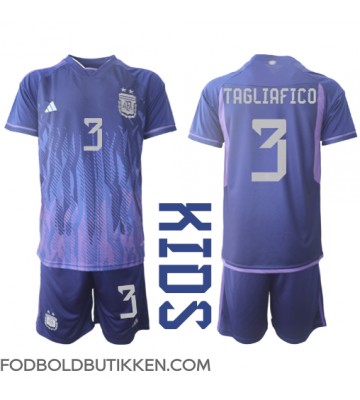 Argentina Nicolas Tagliafico #3 Udebanetrøje Børn VM 2022 Kortærmet (+ Korte bukser)